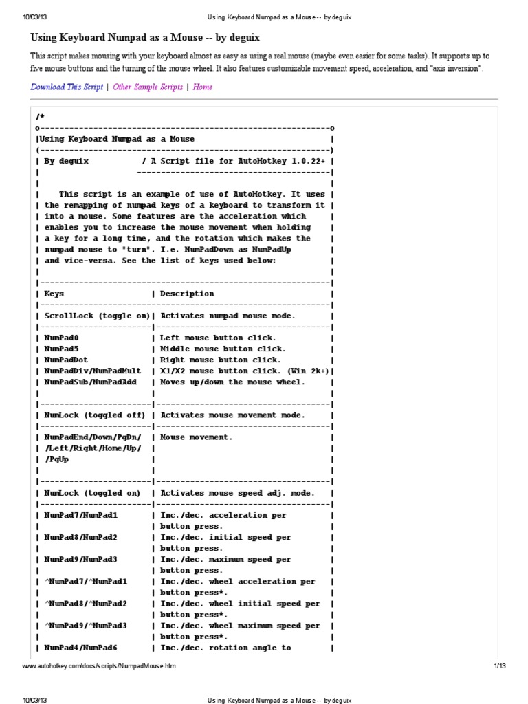 Numpad Mouse Control Script | PDF | Computer Architecture | Input/Output