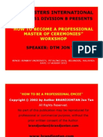 "How To Become A Professional Master of Ceremonies" Workshop-17 Aug 2013