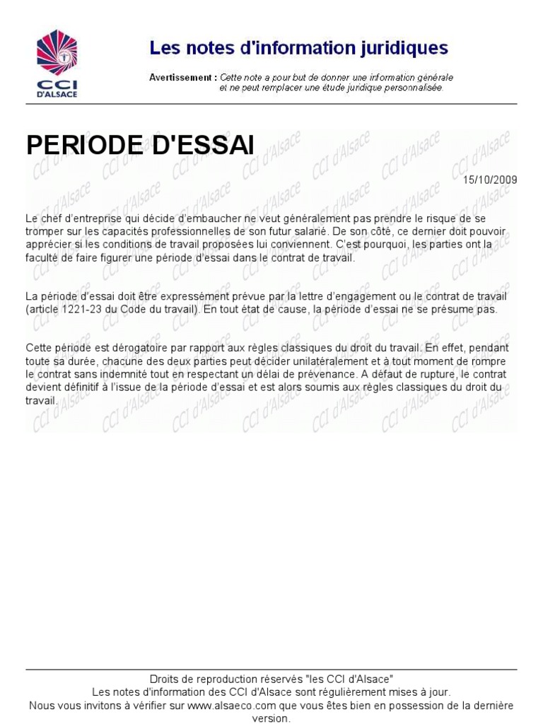 Periode D Essai Download Free PDF Convention collective Temps de travail