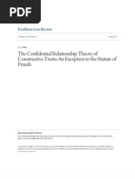 The Confidential Relationship Theory of Constructive Trusts