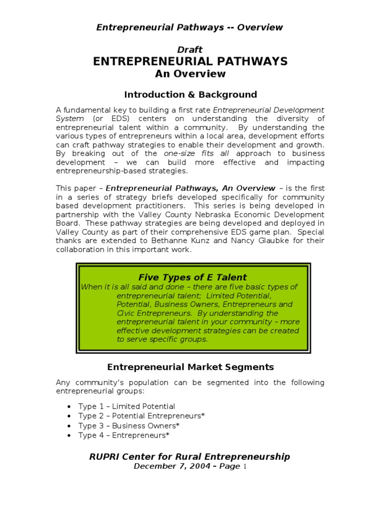 Entrepreneurial Pathways: An Overview | Download Free PDF ...
