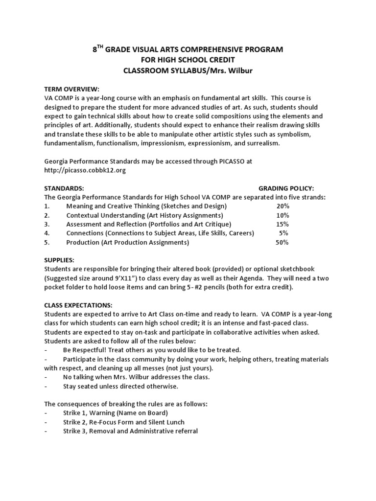 Career assignment for high school art