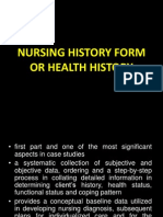 Nursing History Form or Health History