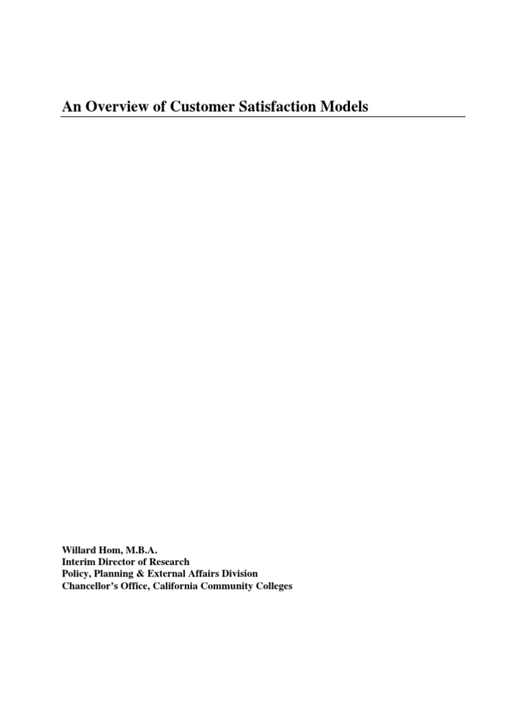 Overview of Customer Satisfaction Models | PDF | Customer Satisfaction ...