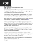 Campaign Memo To: From Addisu Demissie, Booker For Senate Campaign Manager Date: Aug. 14, 2013 Re