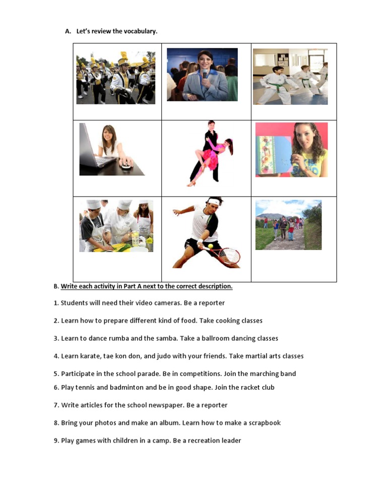 Activity Descriptions for Student Classes | PDF