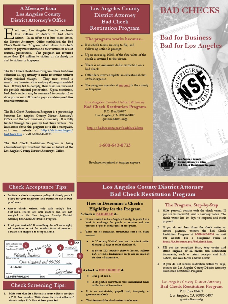 Bad Checks: Bad For Business Bad For Los Angeles | PDF | Cheque ...