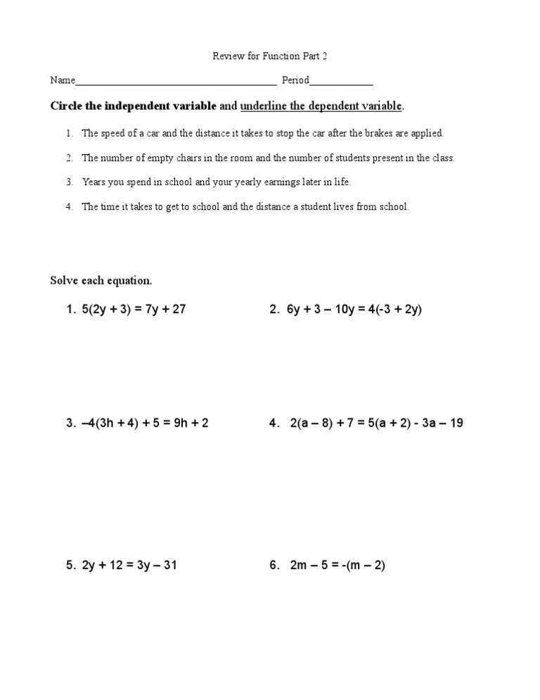 Review For Function Part 2 Page 1 | PDF | Equations | Analysis
