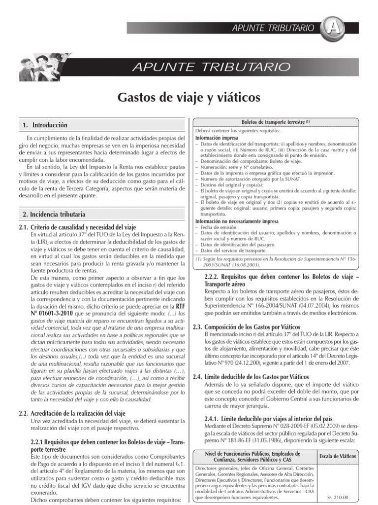 Gastos de Viaje y Viáticos Deducibles | PDF | Impuesto sobre la renta ...