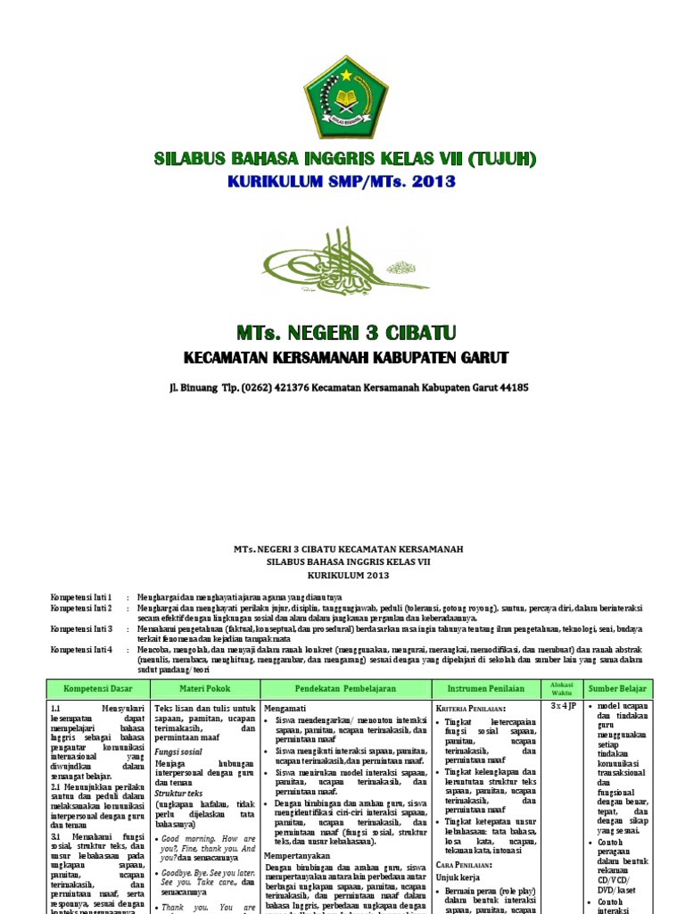 Silabus Pkn Smp Kelas 7 Kurikulum 2013 Pdf