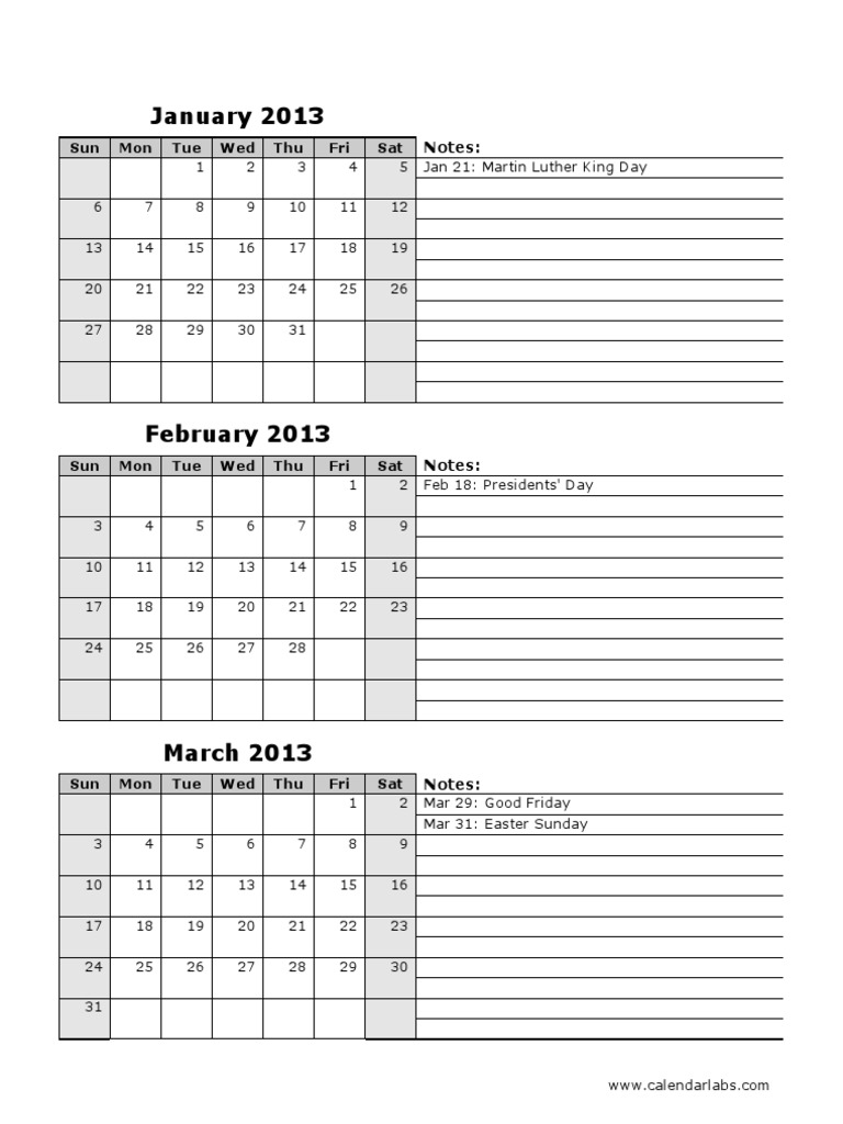 2013 Holiday Calendar Overview | PDF