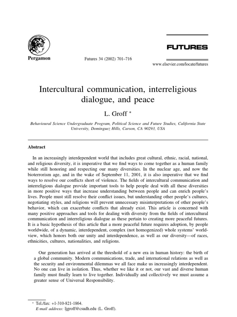 Intercultural Communication, Interreligious Dialogue, and Peace | PDF ...