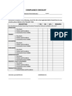 Compliance Checklist: Description YES NO N/A Remarks