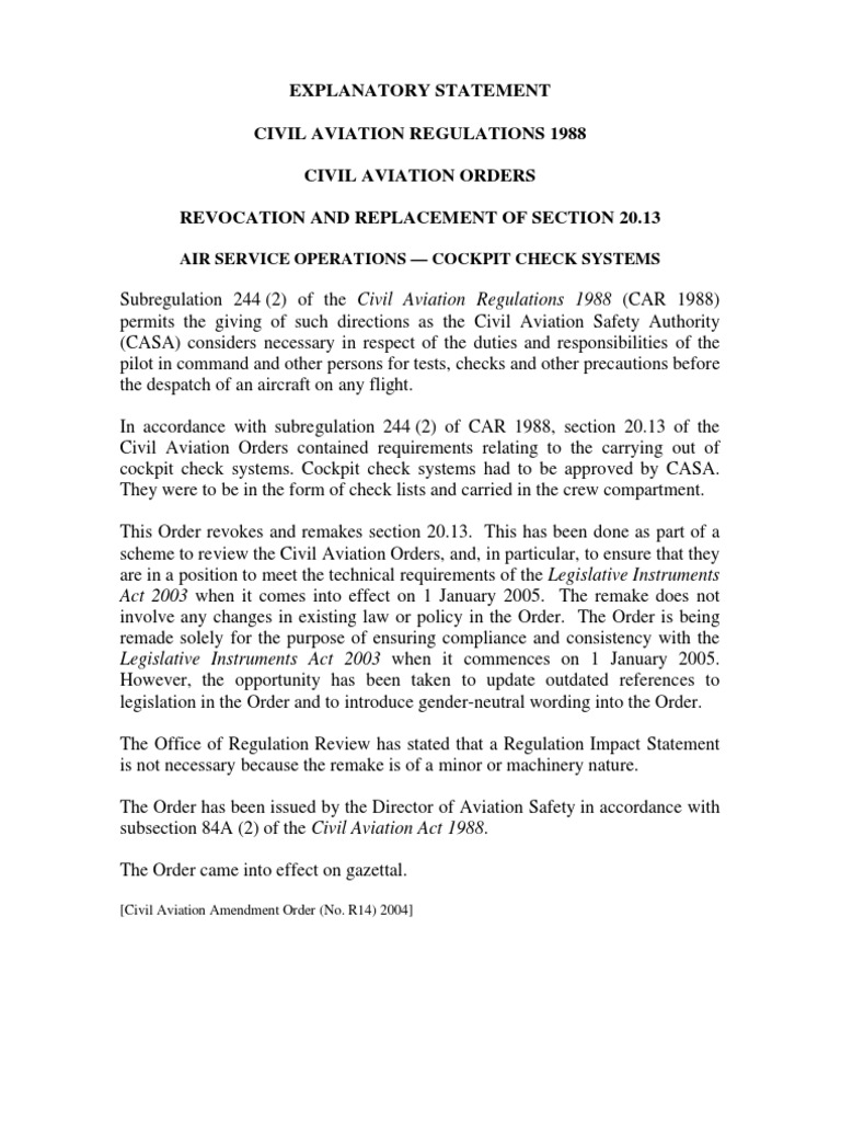 Revocation of Civil Aviation Order 20.13 | PDF | Technology & Engineering