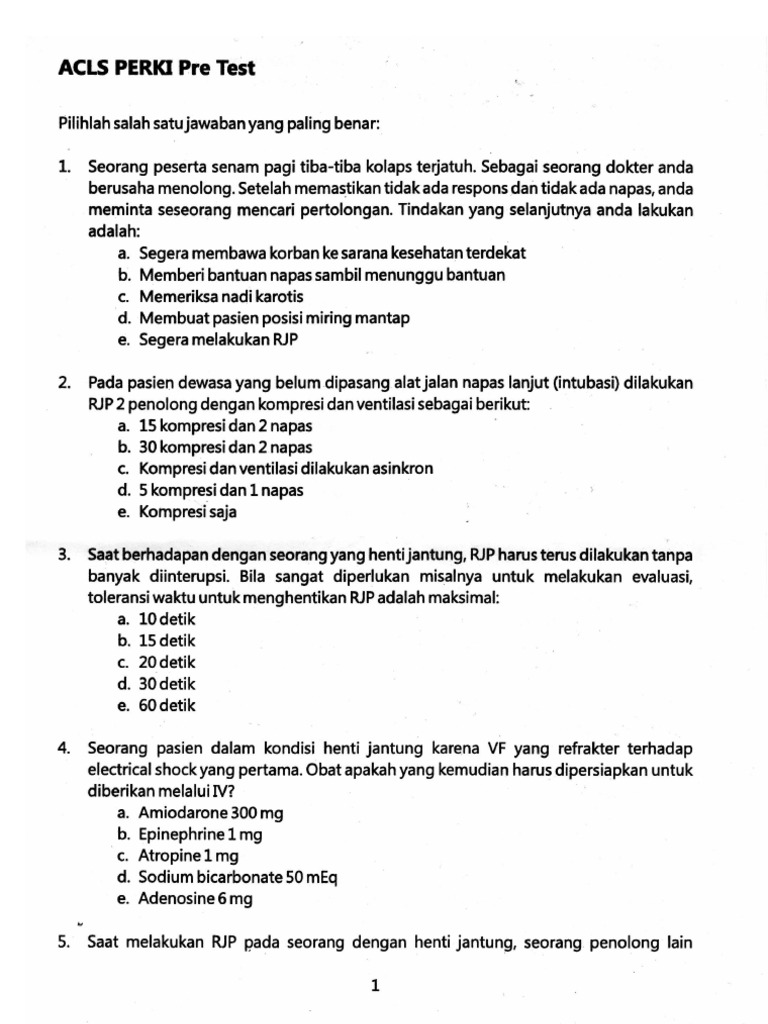 Soal Pretest Acls