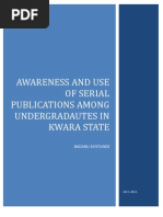 Download Awareness and Use of Serial Publications among Undergraduates in Kwara State by Ayotunde Badaru SN160436181 doc pdf