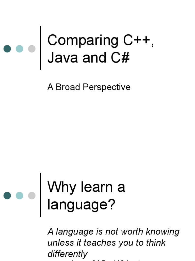 Comparing C++ Java And C# | C++ | C (Programming Language)