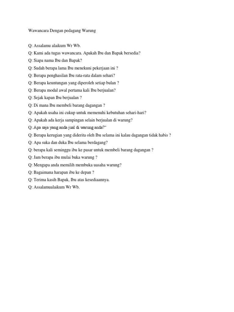 Wawancara Dengan Penjual Sayur