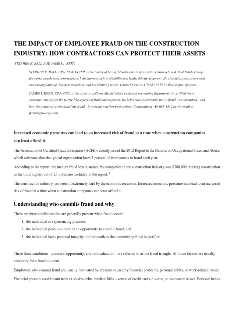 Preventing Employee Fraud in Construction | PDF | Fraud | Employment