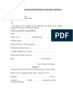 Form For Refund of Security Deposit