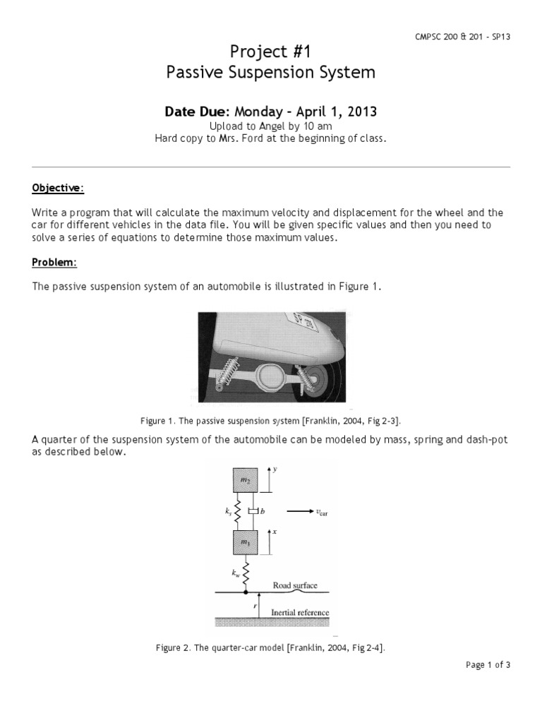 Passive Suspension System Analysis | PDF | Suspension (Vehicle) | Velocity