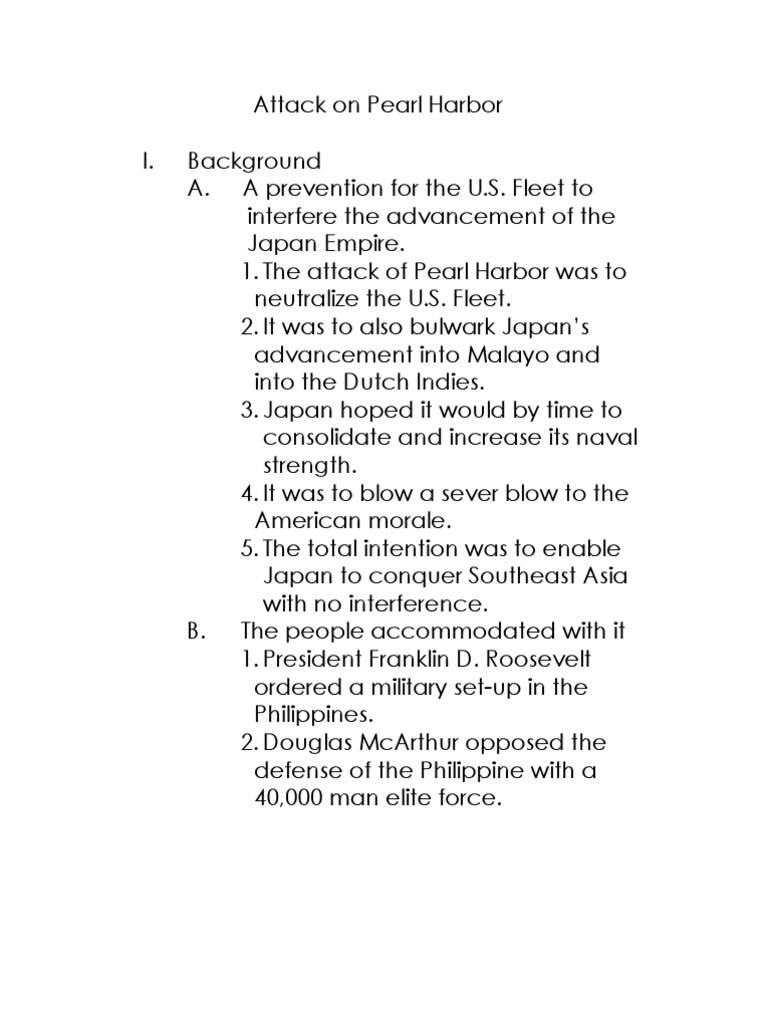 outline for pearl harbor research paper