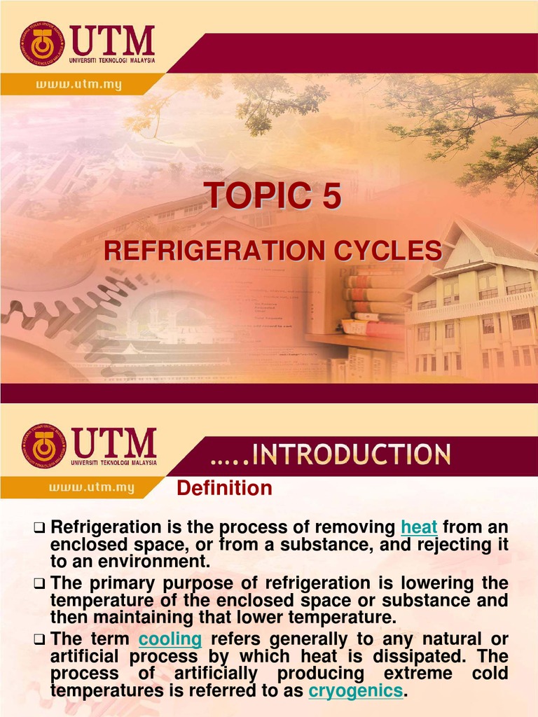 Topic5 Refrigeration Cycle Handout PDF Refrigeration