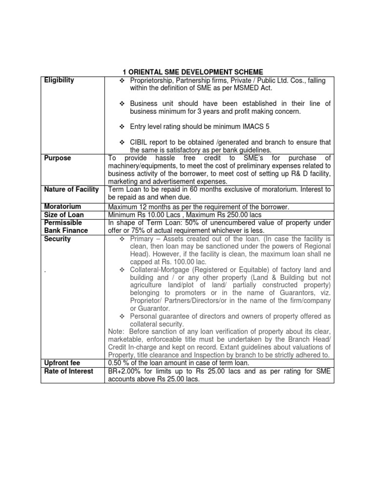 1 Oriental Sme Development Scheme Eligibility PDF Sole