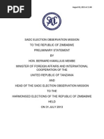 final preliminary statement of the sadc election observer mission to the july 31 20131