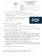 Examen de Matemática 1. Licenciatura de Economía y ADE. ULL. Febrero 2006