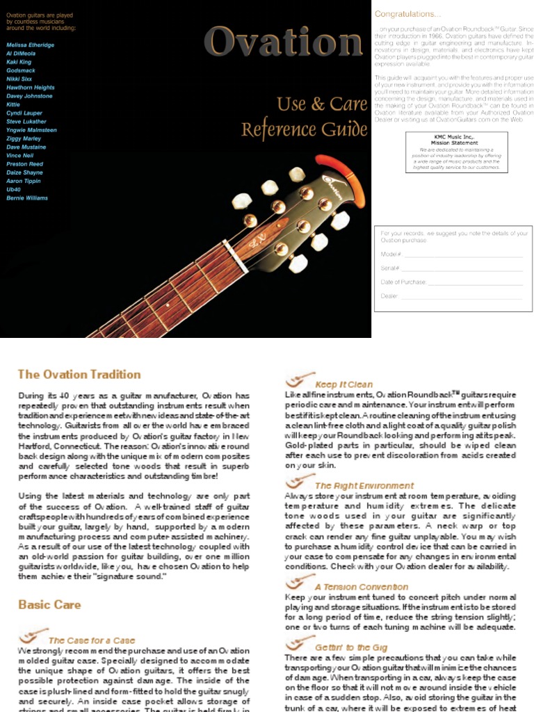 Ovation Manual | Guitars | Music Technology