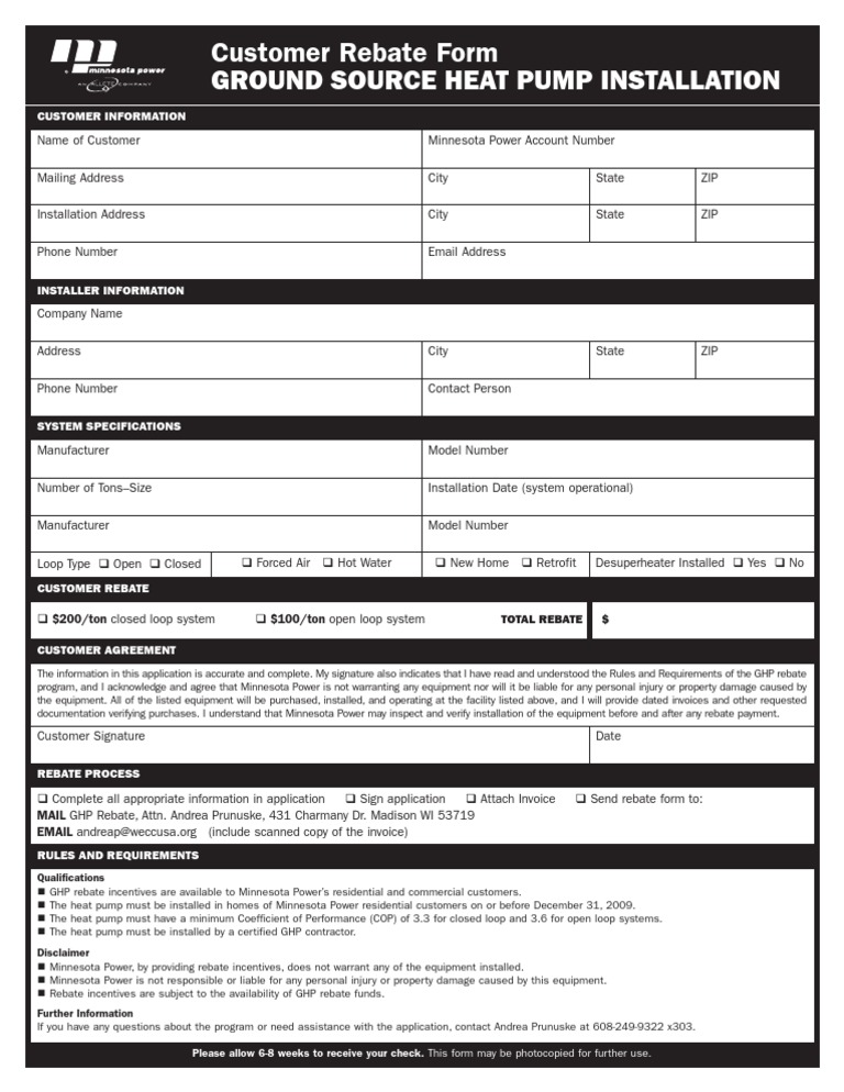 Rebate Form | PDF | Heat Pump | Rebate (Marketing)