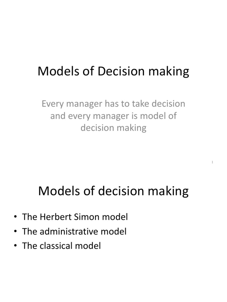 Models of Decision Making | PDF | Decision Making | Quantitative Research