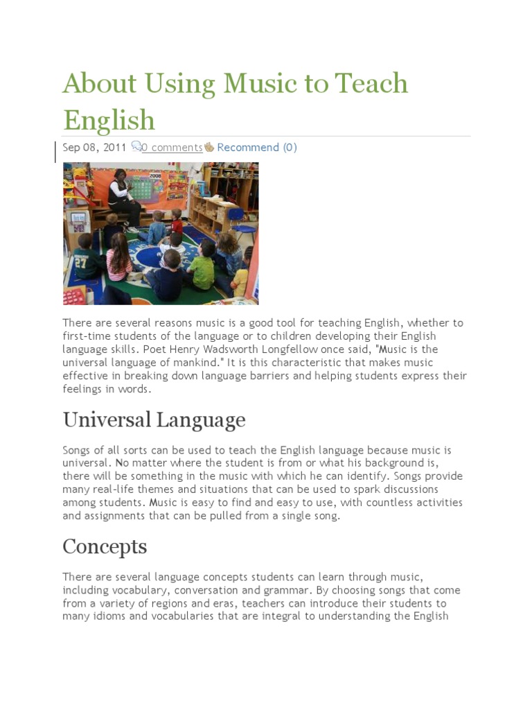 About Using Music To Teach English | PDF | English Language | Poetry