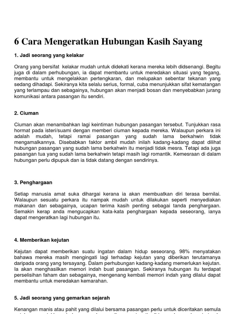 6 Cara Mengeratkan Hubungan Kasih Sayang Pdf