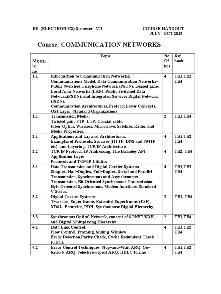 Communication Networks Course Overview | PDF | Ethernet | Computer Network