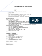 Performance Checklist For Perineal Care: Female