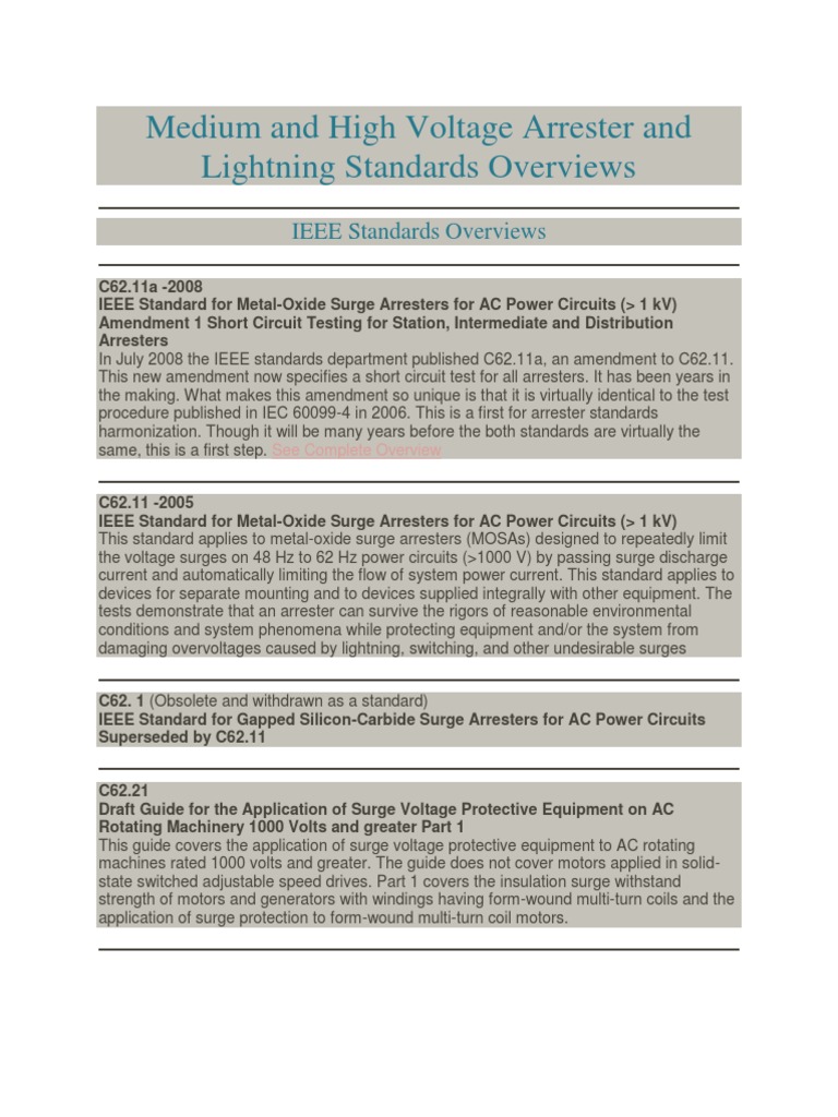 List of IEEE Standards With Details Insulator (Electricity) High