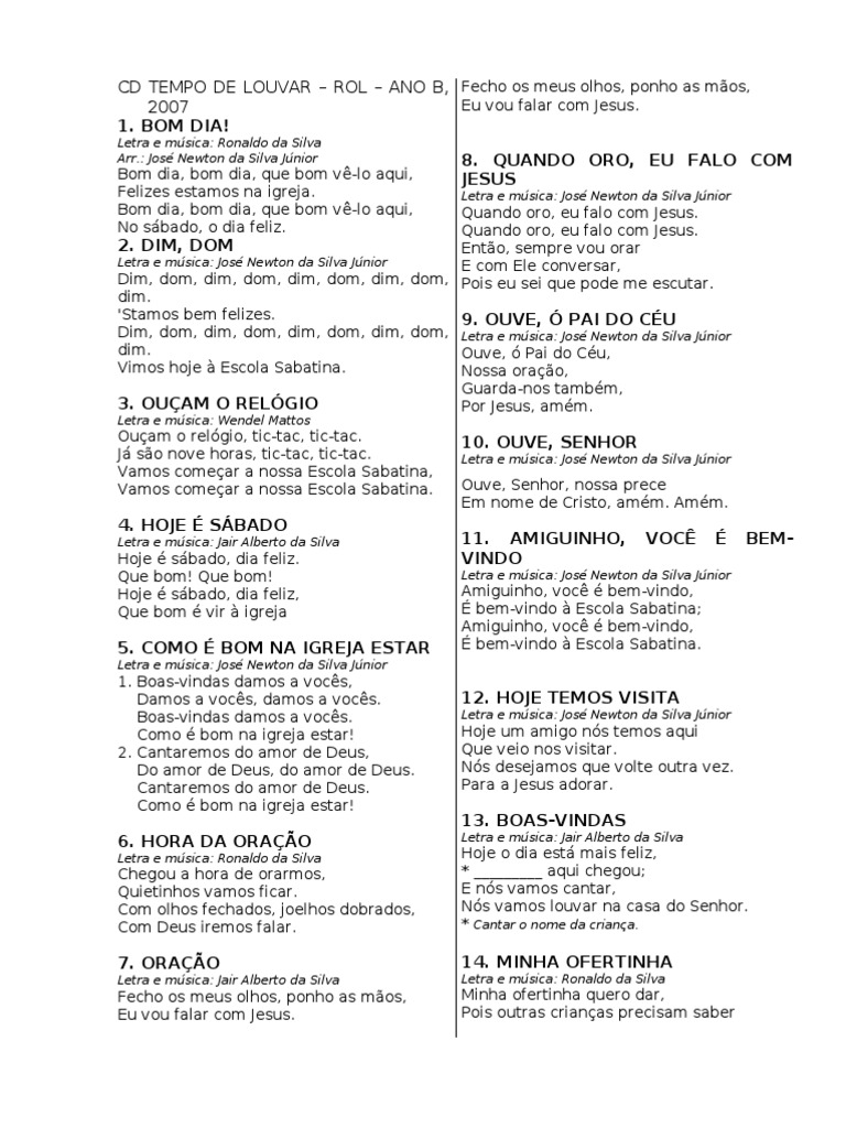 Letras ROL Do Berço | PDF | Jesus | Anjo