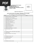 Applicants Signature Application For The Grant/Renewal of Pio Card