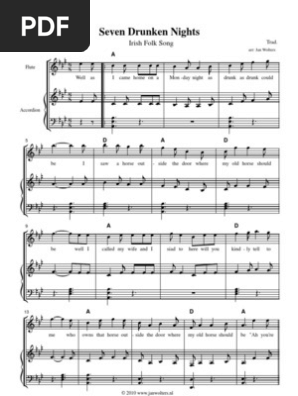 Seven Drunken Nights Sheet Music Entertainment General