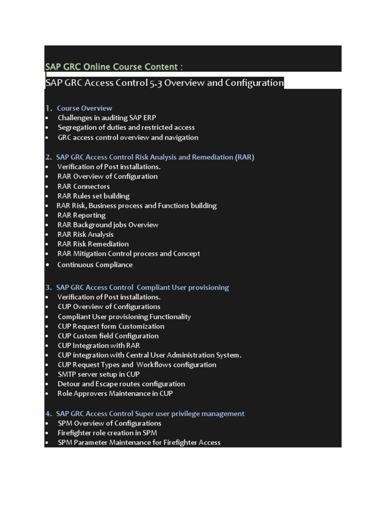 SAP GRC Access Control Training | PDF | Computers