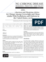 Lifestyle Behaviors and Physician Advice For Change Among Overweight and Obese Adults With Prediabetes and Diabetes in The United States, 2006