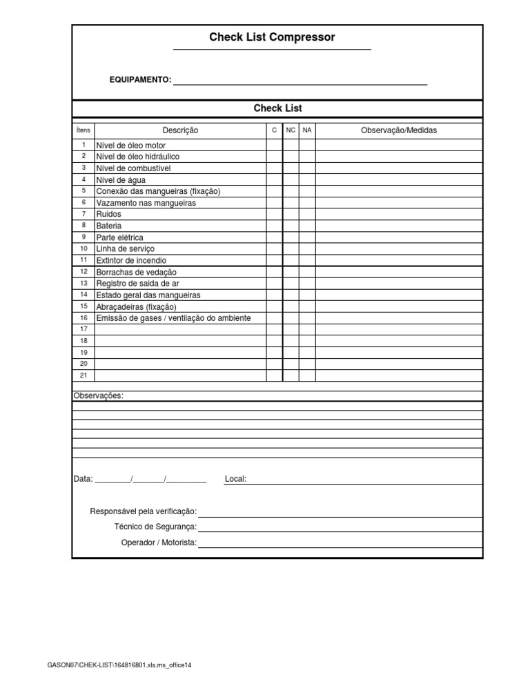 Check List Compressor