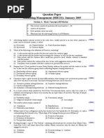 Question Paper Marketing Management (MB221) : January 2005: Section A: Basic Concepts (30 Marks)