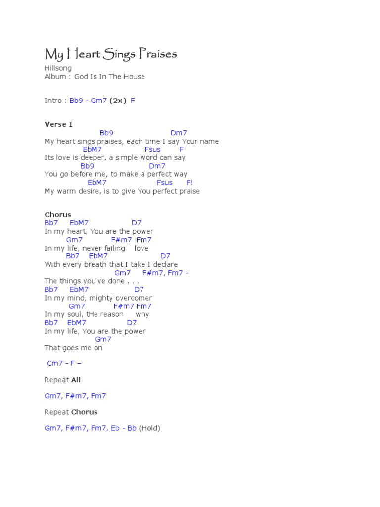 My Heart Sings Praises Line Up Pdf