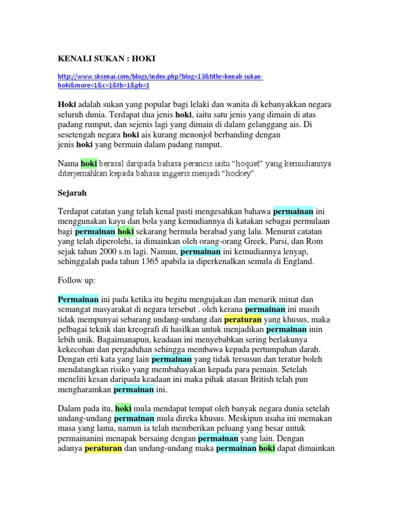 Kenali Sukan Hoki Pdf