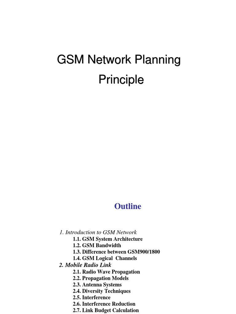 GSM Network Planning Principles Guide | PDF | Cellular Network ...