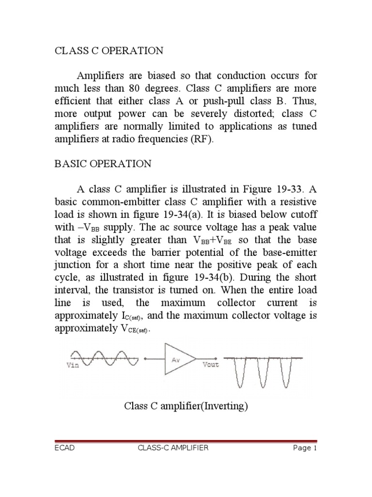 Class C Amplifier PDF Amplifier Electronic Engineering