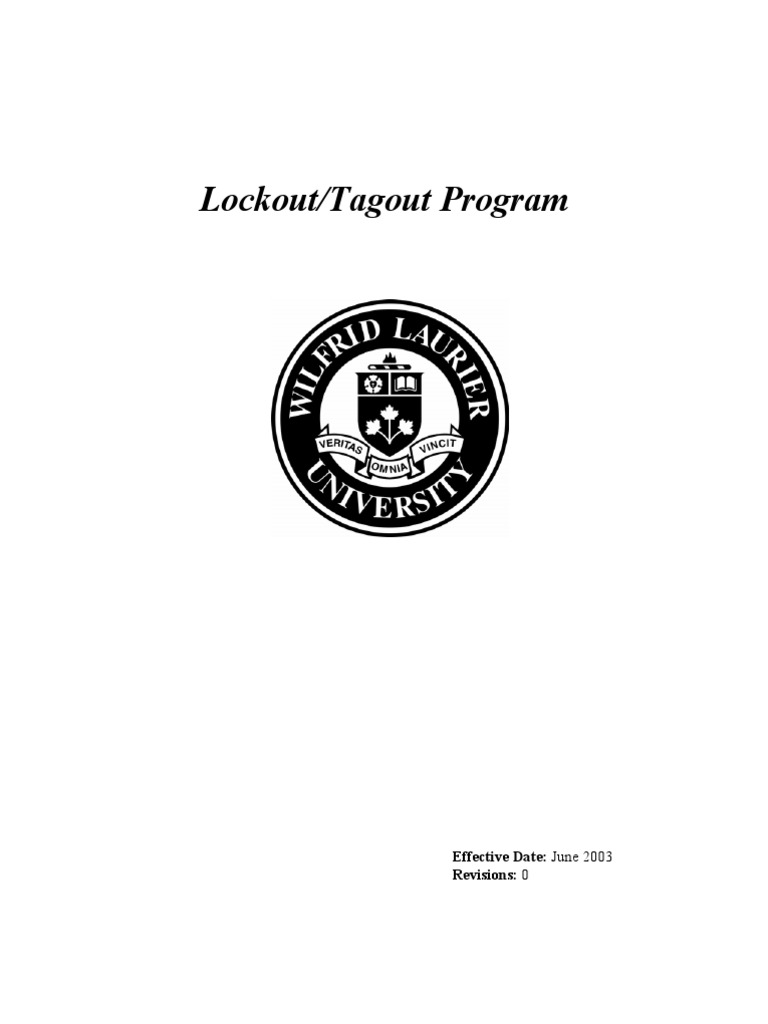 Lockout Tagout Program June 2003 | PDF | Occupational Safety And Health ...